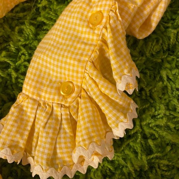 Vintage 70s handmade frilly yellow gingham button-up | One of a kind! - Picture 3 of 4
